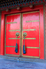 Red door in a temple