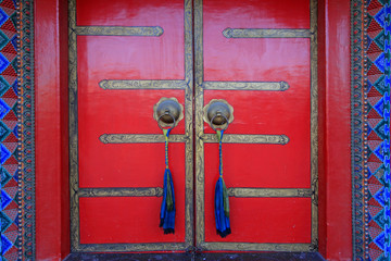 Red door in a temple