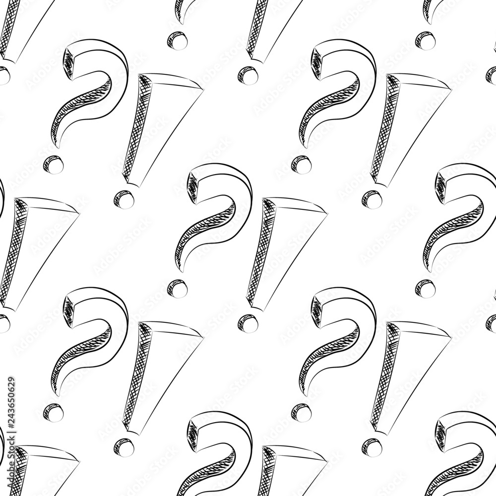 Poster question and exclamation mark vector pattern. sketch for creative design