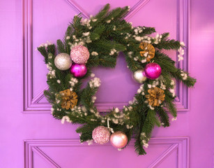 Christmas wreath on the doors