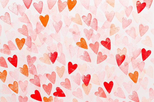 Abstract watercolor heart background. Concept love, valentine day greeting card.