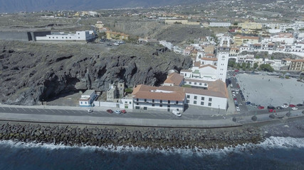 Aerial view of Tenerife coastline from drone, Spain Island