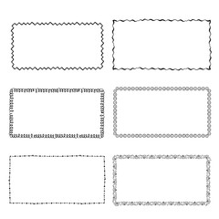 set of hand-drawn doodle frames. Sketch borders