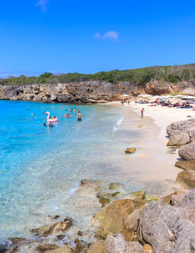 People Swimming At Playa Kenepa Chiki In Curacao