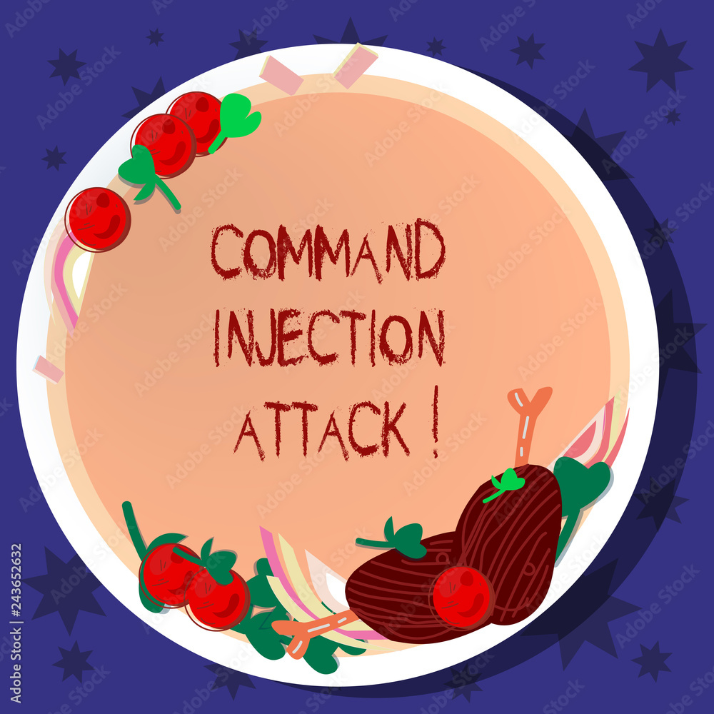 Poster word writing text comanalysisd injection attack. business concept for execution of arbitrary comanal