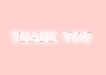Thank you pink neon electric letters illustration. Concept of advertising for seasonal offer with glowing neon text.