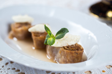 Baklava. Traditional dessert with honey and sour cream