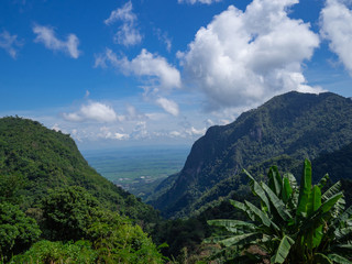 Naklejka premium Scenic view landscape of mountains in northern thailand.