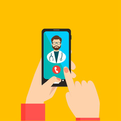 Medical Doctor Smart Phone Application. Flat Vector Illustration.  Medical Consultation Concept .