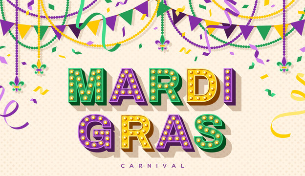 Mardi Gras retro typography design