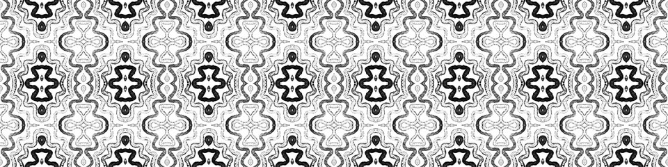 Dark black and white Seamless Border Scroll. Geome