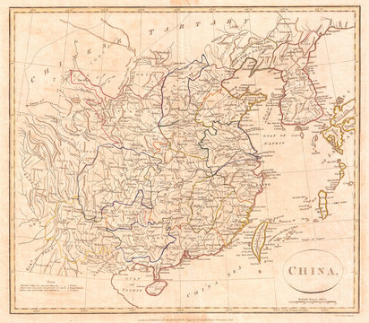 1799, Clement Cruttwell Map of China, Korea, and Taiwan