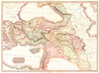 1818, Pinkerton Map of Turkey in Asia, Iraq, Syria, and Palestine, John Pinkerton, 1758 – 1826, Scottish antiquarian, cartographer, UK