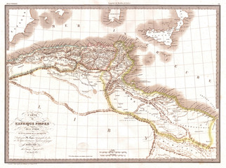 1829, Lapie Historical Map of Empire of Carthage, Modern Tunisia
