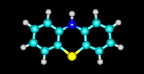 Phenothiazine molecular structure isolated on black