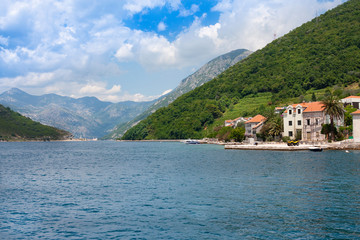 Fototapeta na wymiar Narrowest part of the Bay of Kotor, Verige Straits. Montenegro