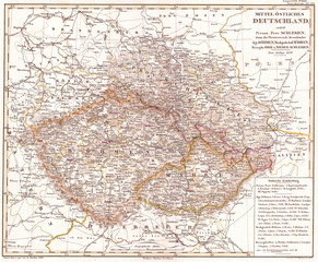 1850, Perthes Map of Bohemia, Czech Republic