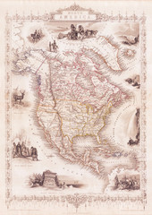 1850, Tallis Map of North America, Texas at fullest