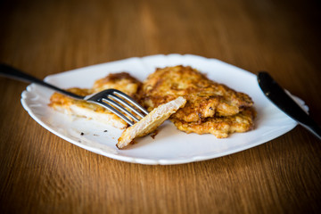 pork fillet chop fried in batter, in a plate