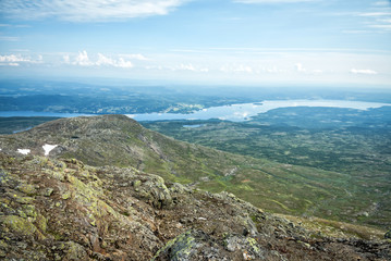Fototapeta na wymiar Summer view from top of Swedish mountains