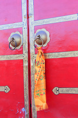 Red door in a temple