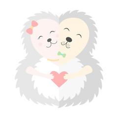 Loving hedgehogs Postcard Vector illustration