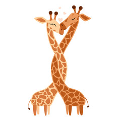 Hugging Giraffe Postcard Vector illustration © Marta Sher