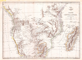 1868, Dispatch, Weller Map of South Central Africa, Angola, Botswana, Tanzania, etc.