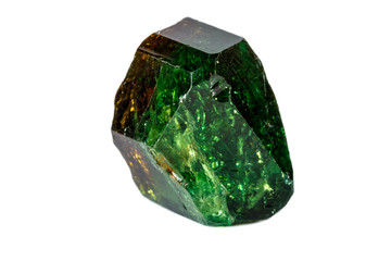Macro mineral Chrome Dravite Tourmaline on a white background