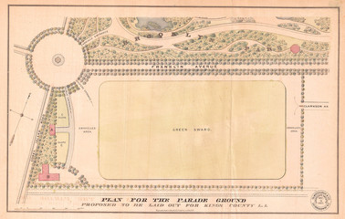 1868, Vaux and Olmstead's Map of the Prospect Park Parade Grounds, Brooklyn, New York