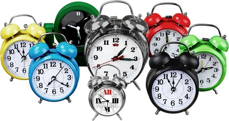 Collection of Alarm Clocks - Isolated