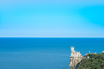 Замок "Ласточкино гнездо"на фоне Черного маря. Гаспра. Республика Крым 