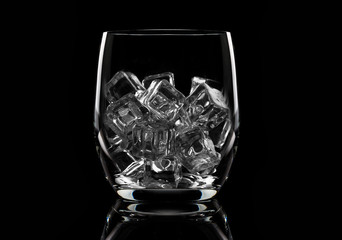 Glass cup with ice