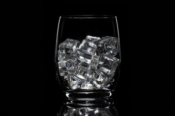 Glass cup with ice
