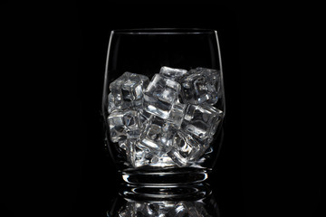 Glass cup with ice