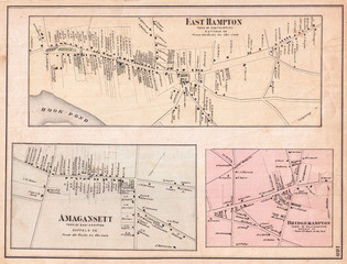 1873, Beers Map of East Hampton, Bridgehampton, and Amagansett, Long Island, New York