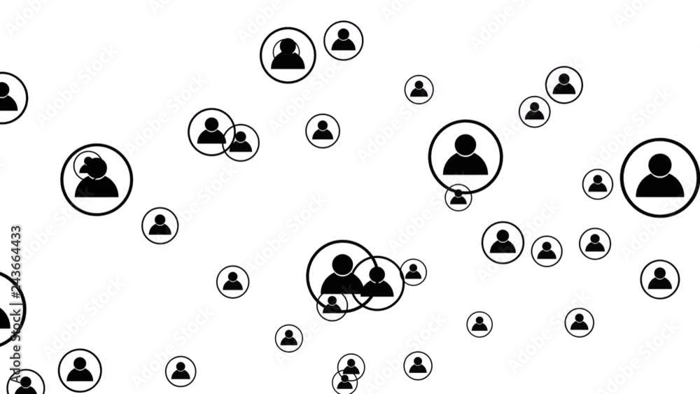 Aufkleber people symbol and network connection on white background in social media and digital computer techno