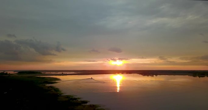 Beautiful view from the top of the river and sunset