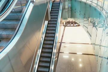 several escalators in the administration room