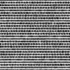 Seamless black and white pattern. Polka dot print for textiles. Horizontal black lines on a white background. Vector illustration.