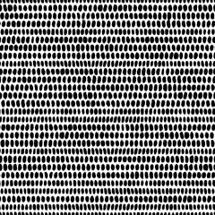 Papier Peint photo Lavable Polka dot Motif noir et blanc sans couture. Imprimé à pois pour textiles. Lignes noires horizontales sur fond blanc. Illustration vectorielle.