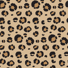 Vector seamless pattern with leopard skin. Endless modern background.