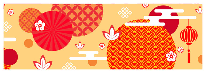 Colorful illustration, oriental pattern banner - chinese new year background, wallpaper
