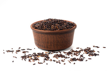 black rice on white background isoleted