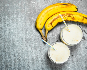 Banana smoothie with milk.