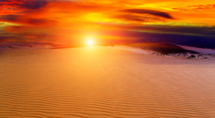 Sunset in Desert Sand dunes