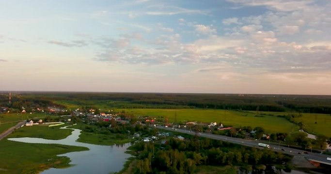 Beautiful view from the top of the river and sunset