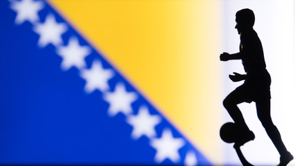 Bosnia and Herzegovina National Flag. Football, Soccer player Silhouette