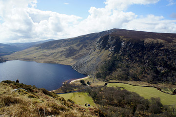 Lake Tay in the spring day.Luggala or Fancy Mountain.Ireland. 
