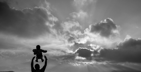 Fototapeta premium dad & son's shadow